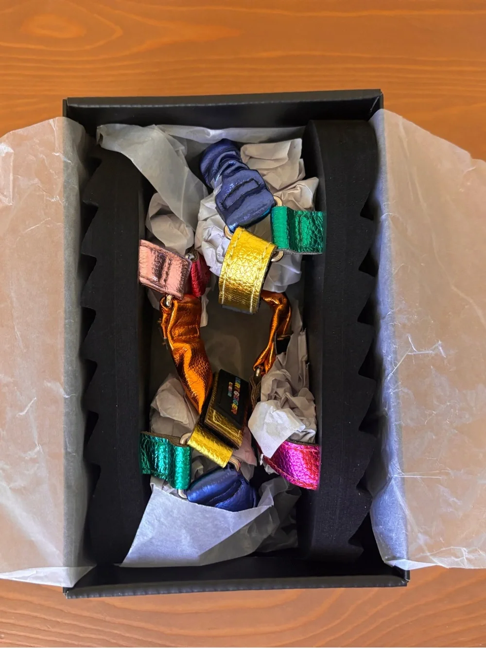 Kurt Geiger Kids Multicolor Metallic Strap Sandals - New in Box Girls Sz 10